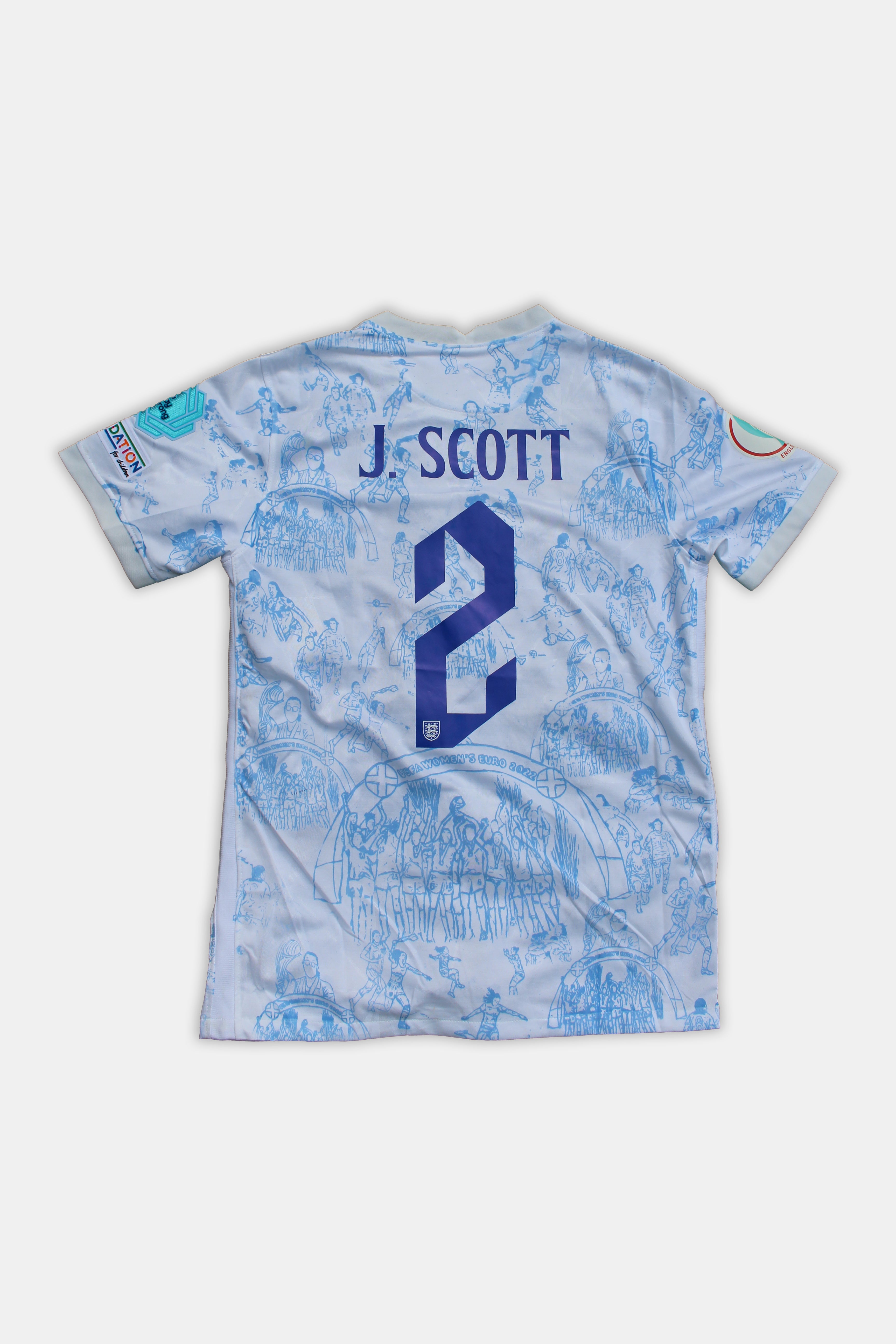 Custom England Women's Home Shirt 2022/23 J.Scott #2