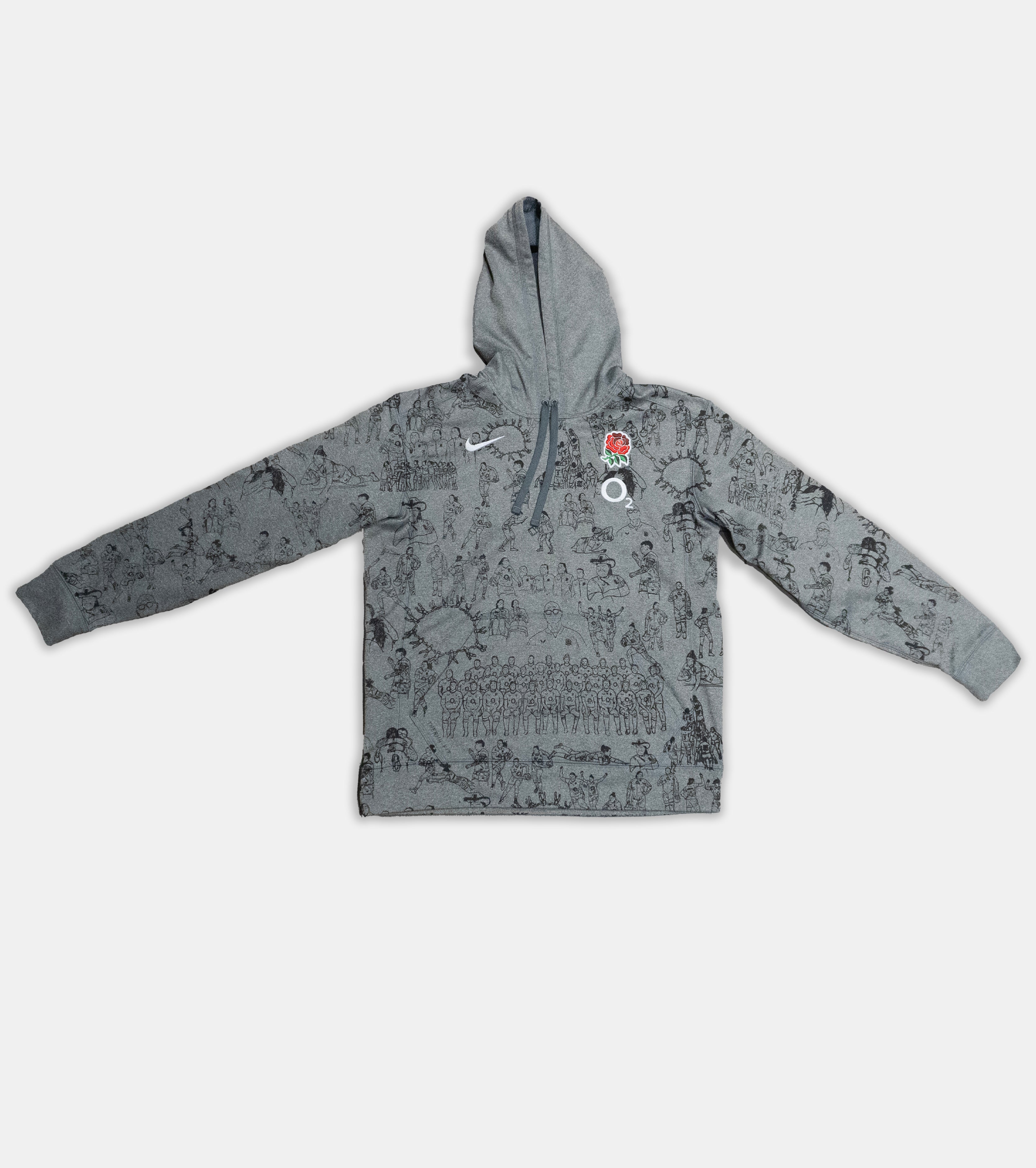 Custom Nike England Rugby Hoodie Men's Medium