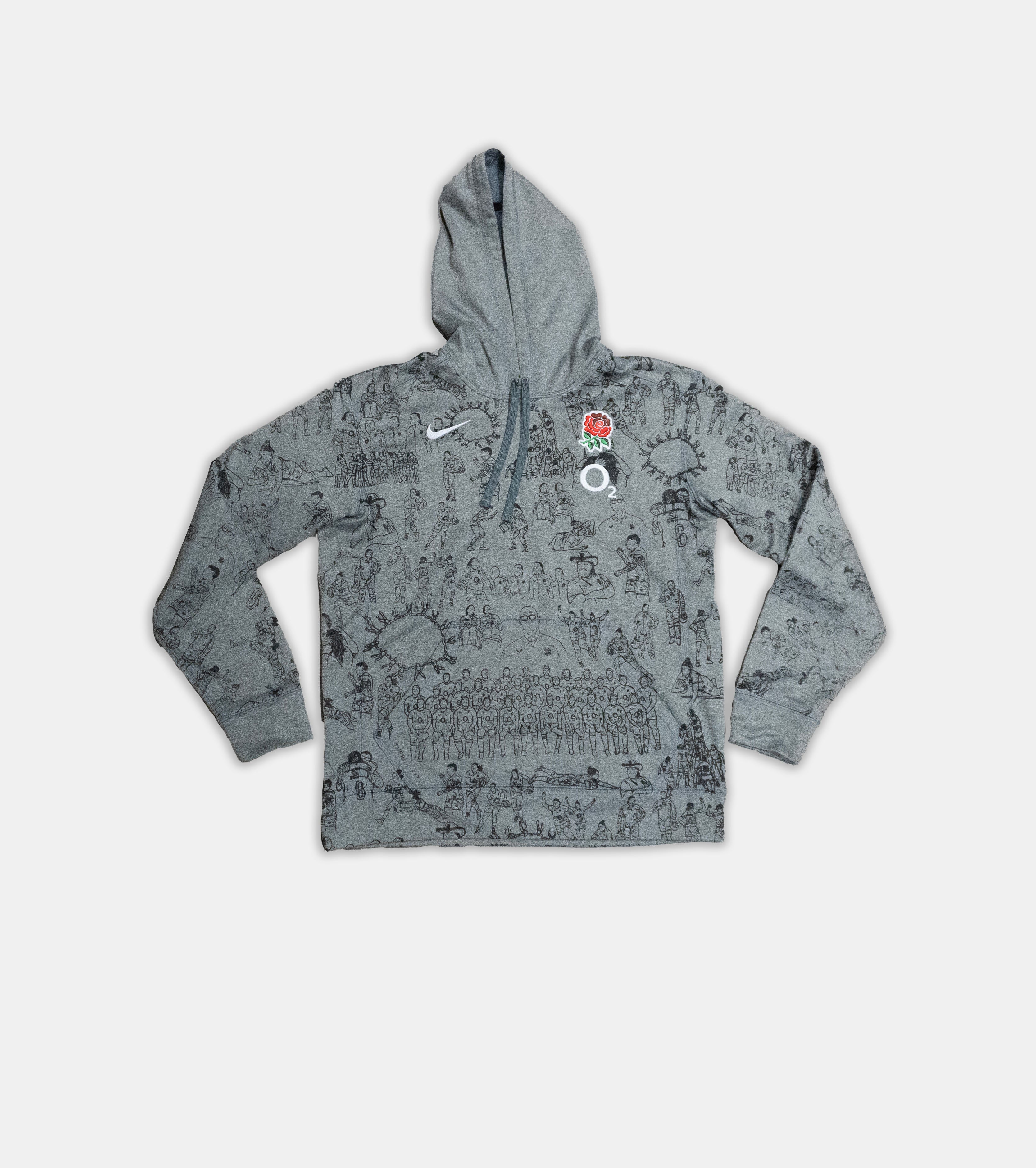 Custom Nike England Rugby Hoodie Men's Medium